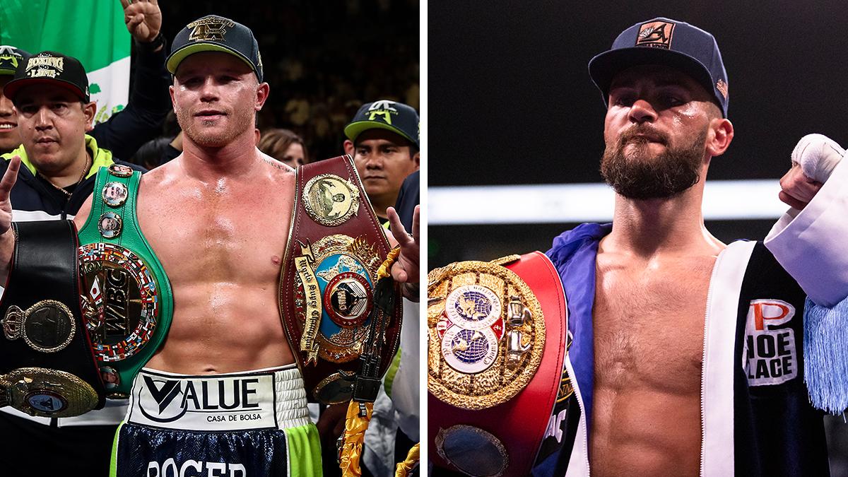 Boxers Canelo Álvarez and Caleb Plant